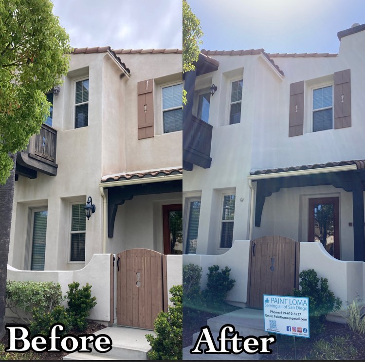 Paint Loma mascot in front of the Paint Loma banner